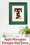 School Apple Monogram Printable Wall Decor
