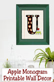 School Apple Monogram Printable Wall Decor