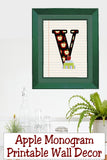 School Apple Monogram Printable Wall Decor
