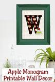 School Apple Monogram Printable Wall Decor