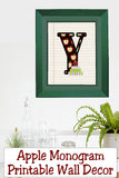 School Apple Monogram Printable Wall Decor