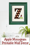School Apple Monogram Printable Wall Decor