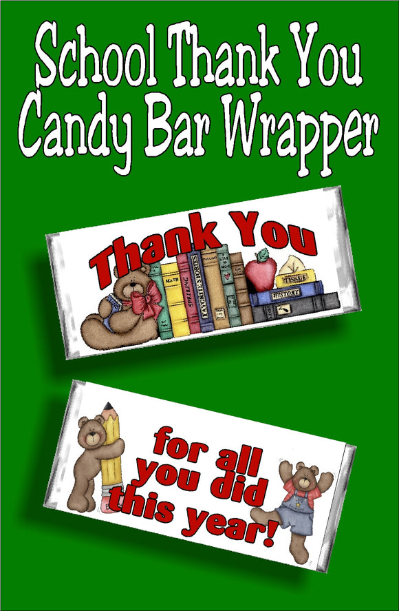 Thank you...for all you did this year!  Whether you give this to your favorite teacher, a parent volunteer, or your students, your thank you will be remembered and appreciated for all the hard work put in this year with this candy bar wrapper thank you gift.  #thankyou #teachergift #schoolgift #volunteergift #teacherappreciation #candybarwrapper