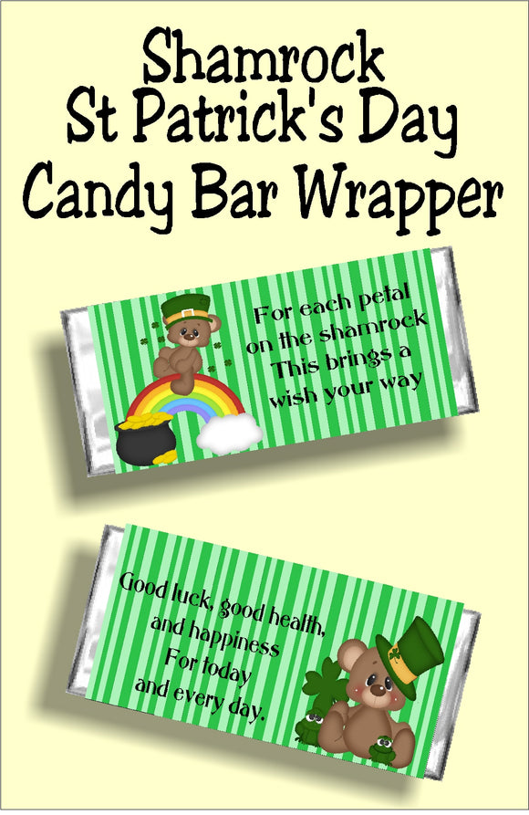 Wish someone you love a happy St Patricks day with this sweet ST Patricks day candy bar wrapper.  The beautiful Irish saying on the candy bar card is perfect to give for the holiday or as a party favor at your party.