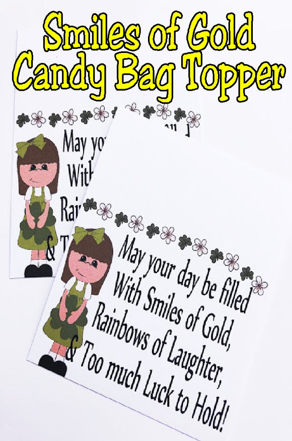 This bag topper is perfect for your St Patricks day party.  Little boys and girls will love this sweet poem and yummy treat.  Printable is available for immediate download for last minute birthday party favors.