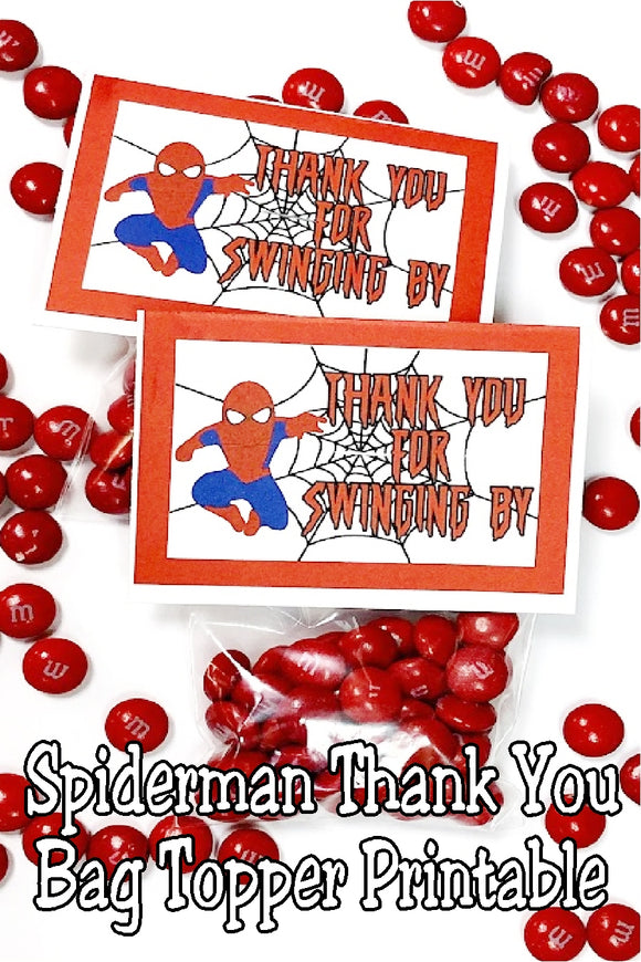 Spiderman Thank You Printable Bag Topper