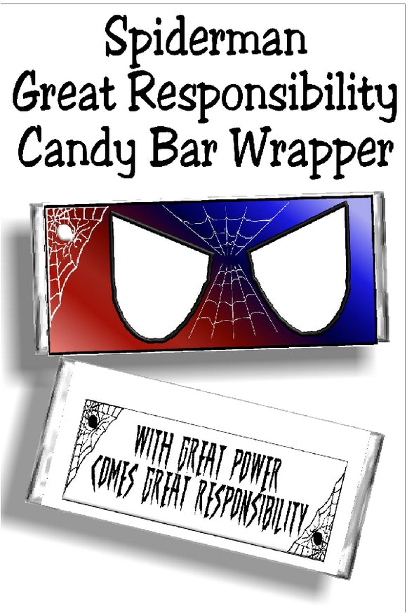 Spiderman Great Power Candy Bar Wrapper