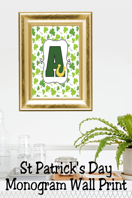 Lucky St Patrick's Day Monogram Printable