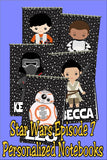Add some personalized fun to your Star Wars party favor bags with these Star Wars notebooks customized with your guests' names.  Featuring your favorite characters from Star Wars episode 7, Rey, Finn, Kylo, Po, and BB-8 will have your guests thrilled when they go home with these party favors.