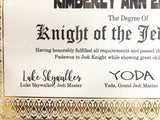 Star Wars Jedi Knight Certificate DIY Printable Download