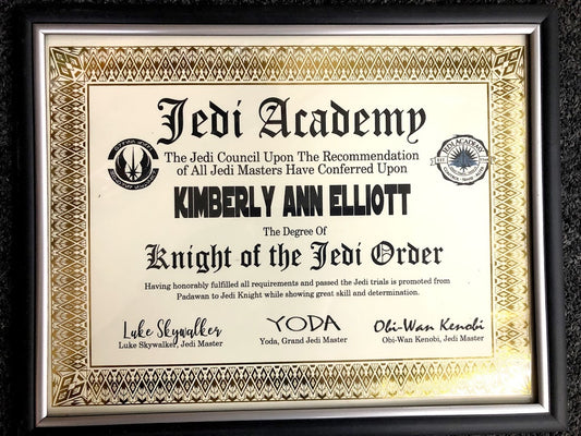 Star Wars Jedi Knight Certificate DIY Printable Download