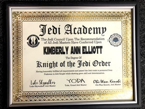 Star Wars Jedi Knight Certificate DIY Printable Download