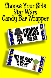 Choose Your Side Star Wars Candy Bar Wrapper