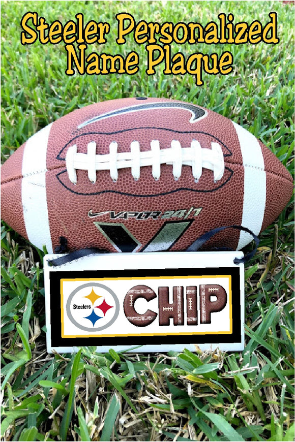 Celebrate your school or team with this personalized steelers mascot personalized name plaque.  Name plaque is a perfect graduation gift or senior gift for anyone on your team or in your class.