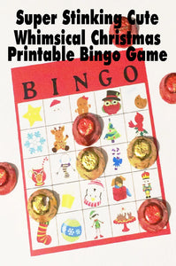 Add a touch of whimsy to your Christmas party with these super cute Christmas bingo game cards. The fun little pieces of Christmas will have all your party guests excited to play and have fun.