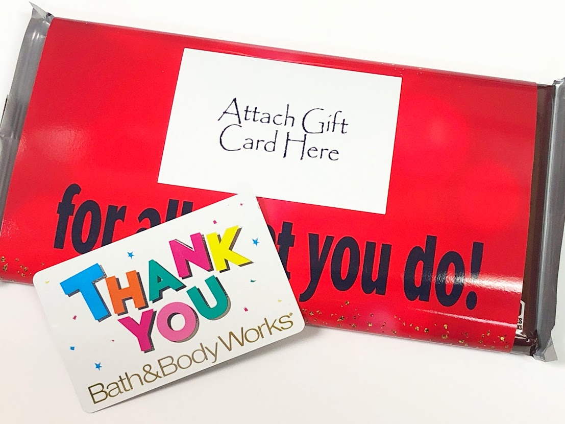 Thank You Gift Card Holder Large Candy Bar Wrapper