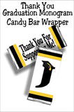 Black and Gold Graduation Monogram Thank You Candy Bar Wrapper Printable
