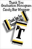 Black and Gold Graduation Monogram Thank You Candy Bar Wrapper Printable