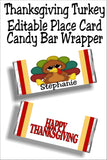 Thanksgiving Turkey Place Card Candy Bar Wrapper Printable