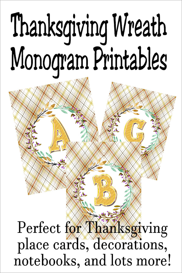 Decorate for Thanksgiving beautifully and on a mom budget with this printable Thanksgiving frame monogram printable set. With all the letters A-Z on a beautiful background, you can use this printable decoration as wall decor, place card setting, hostess gifts, or to decorate your office or school books.