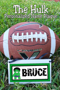 Share your love for your favorite superhero with this Hulk personalized name plaque perfect for your home decor or office. #hulkfan #hulkgiftidea #personalizedgiftidea #fathersdaygift