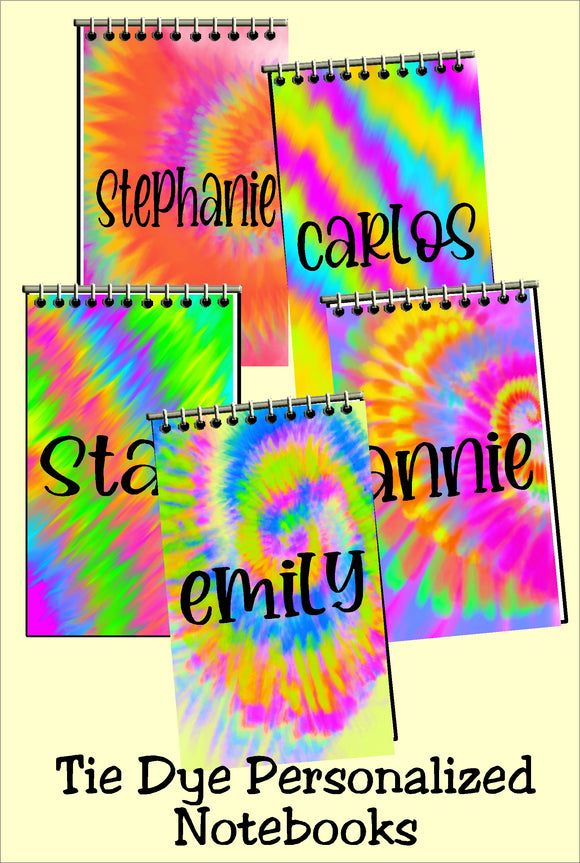 Tie Dye Personalized Notebook Party Favors