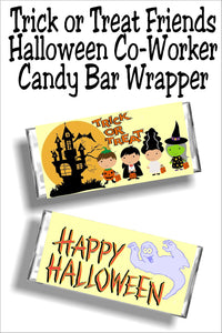Add some friendly fun to your Halloween party with this printable trick or treat candy bar wrapper. Wrapper makes a fun Halloween card, party favor, or trick or treat candy. #halloweencandy #halloweencandybarwrapper #halloweenparty