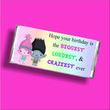 Trolls Biggest, Loudest, Craziest Birthday Candy Bar Wrapper