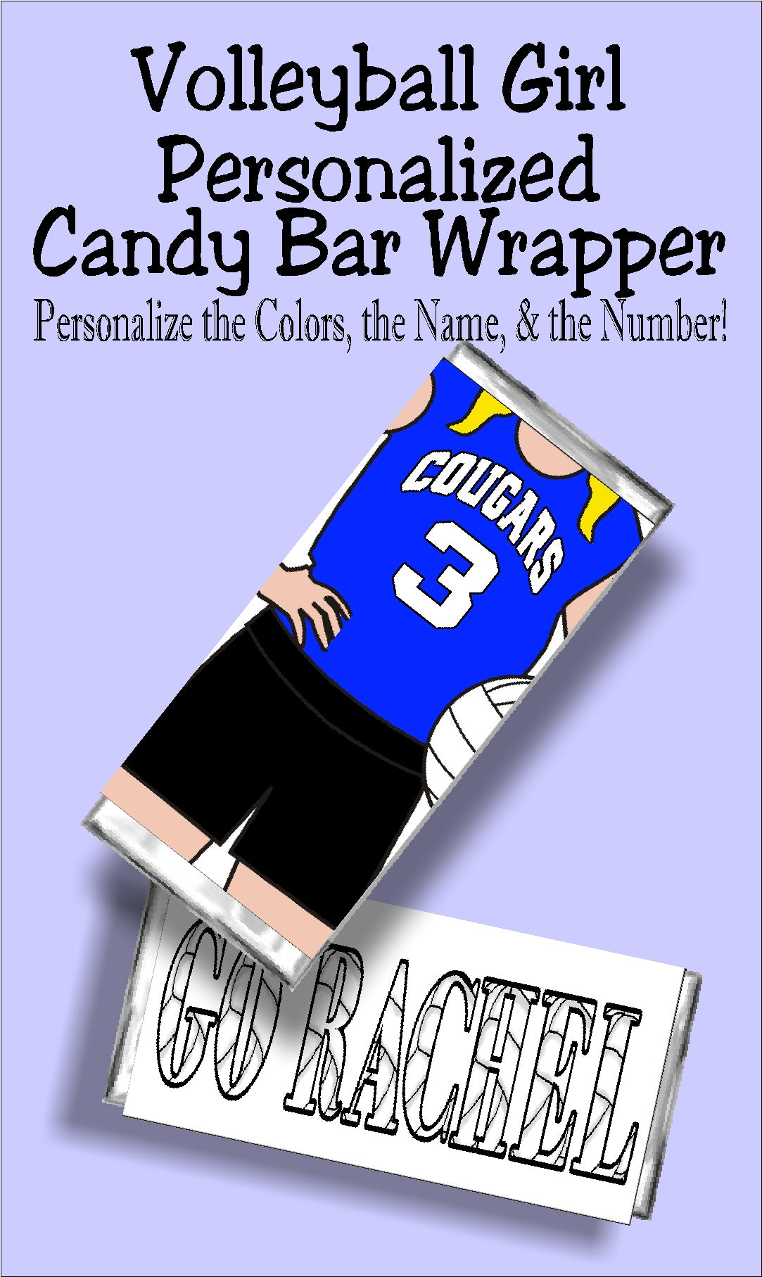 What a great gift to give the players on your team to cheer them on to victory this volleyball season! This personalized volleyball candy bar wrapper is perfect for Senior night, end of the year banquets, coach gifts, and team gifts.