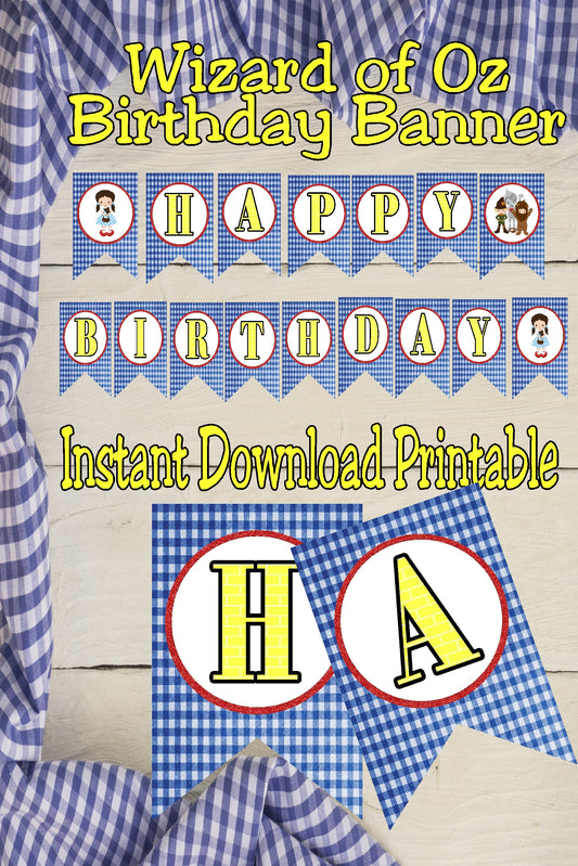 Wizard of Oz Happy Birthday Banner Printable