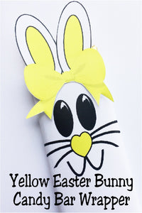 Celebrate Easter with some one you love by giving them this cute yellow Easter bunny candy bar.  This candy bar is the perfect addition to an Easter basket or class party.