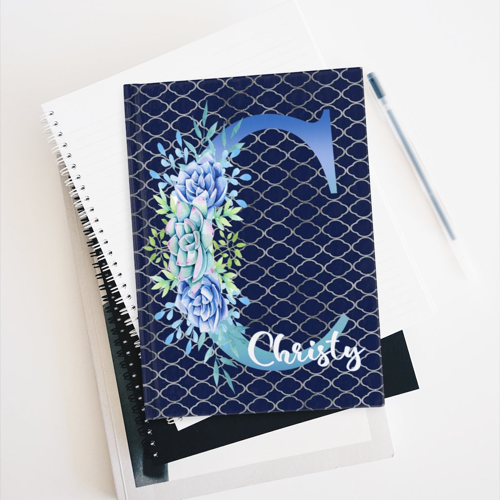 Blue Succulent Personalized Journal