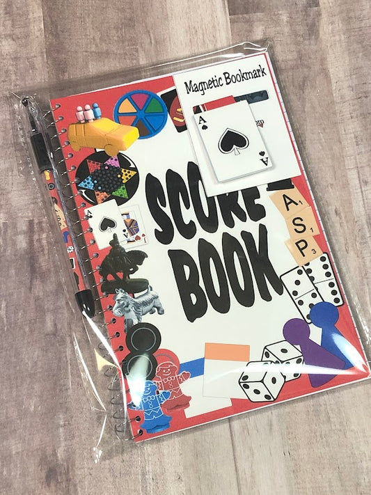 Game Night Score Card Notebook, Pen, and Magnetic Bookmark