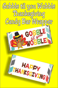 Let your Thanksgiving guests Gobble till you Wobble with this fun Thanksgiving candy bar wrapper perfect for party favors or as a Thanksgiving treat. #gobbletilyouwobble #thanksgiving #thanksgivingcandybarwrapper