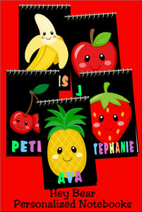 Looking for the perfect party favor for your dancing fruit birthday party that's not junk and will be actually useful for you and your guests?  Look no further than these personalized notebooks and pen sets perfect for your birthday party favors!
