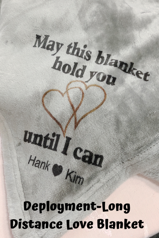 When you are far away from the one you love through military deployment, work or school assignments, or just due to time and space, wrap yourself in this ultra soft velvet plush throw and receive a long distance hug.   