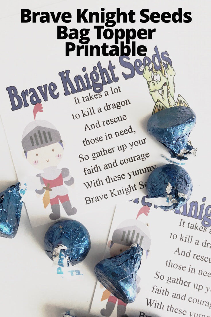 This bag topper is perfect for your princess or knight party.  Little boys will love slaying the dragon and saving the day.  Printable is available for immediate download for last minute birthday party favors.