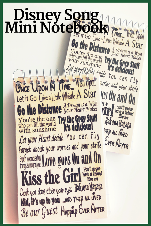 Here are all your favorite lines from Disney songs in one fun notebook  And now you can have it with you all day long with this mini notebook perfect for your backpack or purse. 