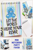 “Let the World hear Your Roar”  What a great motivational quote to keep you doing your best all day long. And now you can have it with you all day long with this mini notebook perfect for your backpack or purse.   Notebook is a great party favor for a dinosaur party or a friend who is trying to improve her life of business 