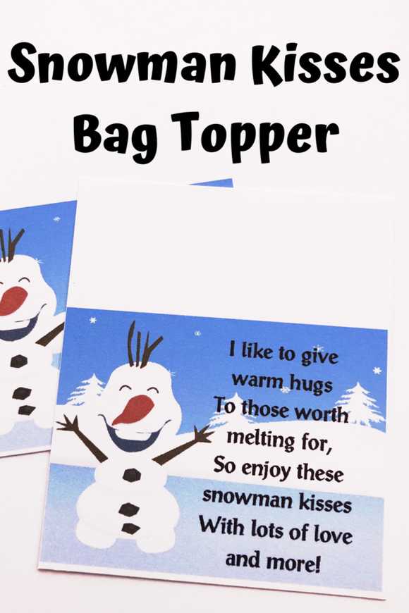 Snowman Kisses Frozen Christmas Candy Bag Topper
