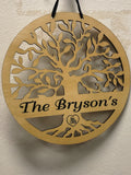 Tree of Life Wood Wall Hanging Personalized