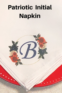 Patriotic Roses Personalized Initial Napkin