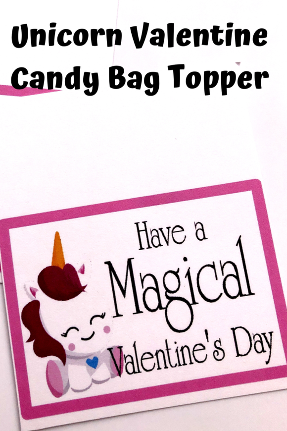Unicorn Magical Valentines Day Candy Bag Topper