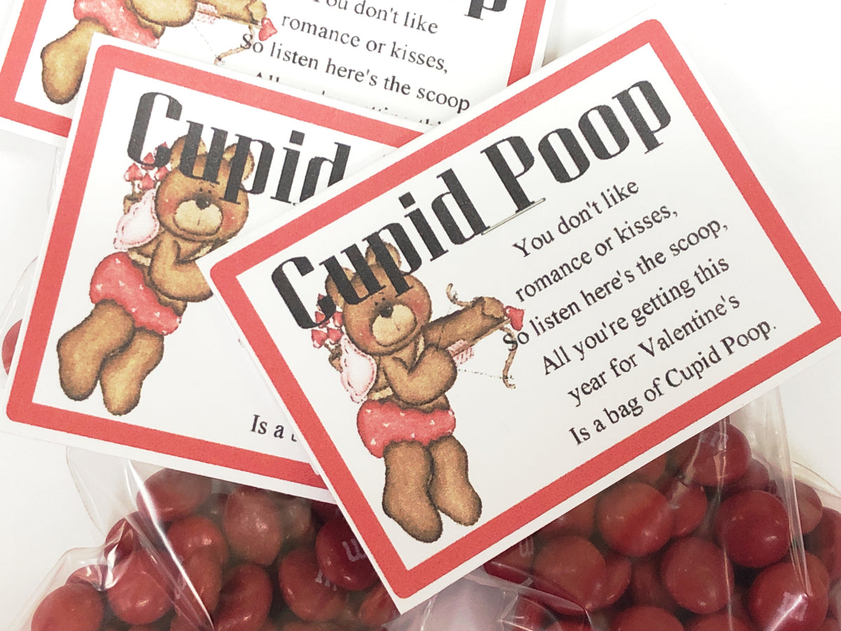 Cupid Poop Valentines Day Candy Bag Topper