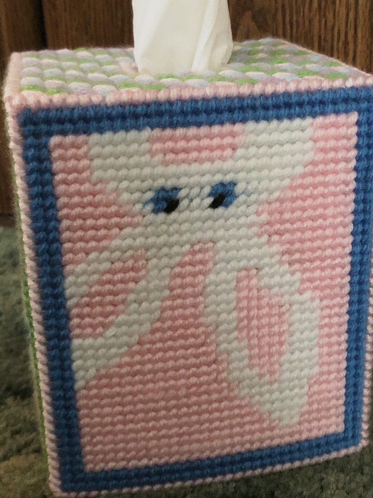 Peeking Bunny Easter Plastic Canvas Tissue Box Pattern