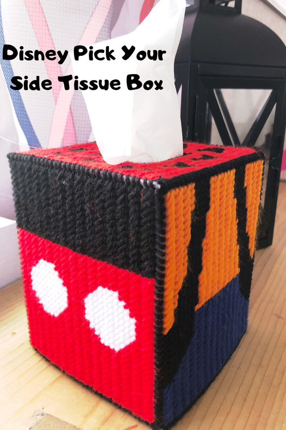 Decorate your Disney Room or Office with this fun Disney Character plastic canvas tissue box in no time at all. Choose to make all Mickey, or just Donald and Goofy, or any of the characters to make your own tissue box.