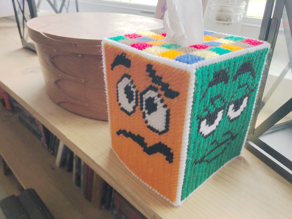 M&M Pick Your Side Plastic Canvas Tissue Box Pattern
