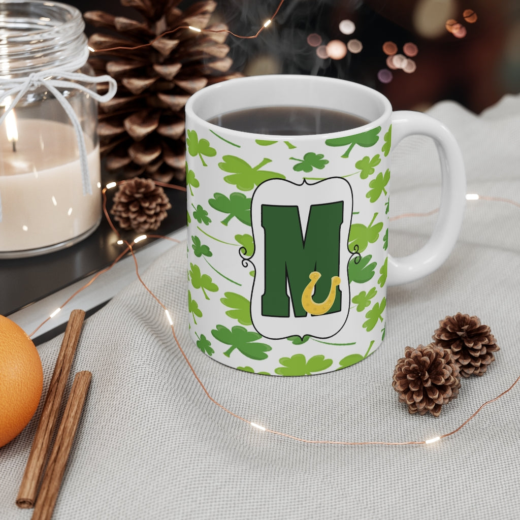 St Patrick's Day Monogram Alphabet Tumbler or Ceramic mug