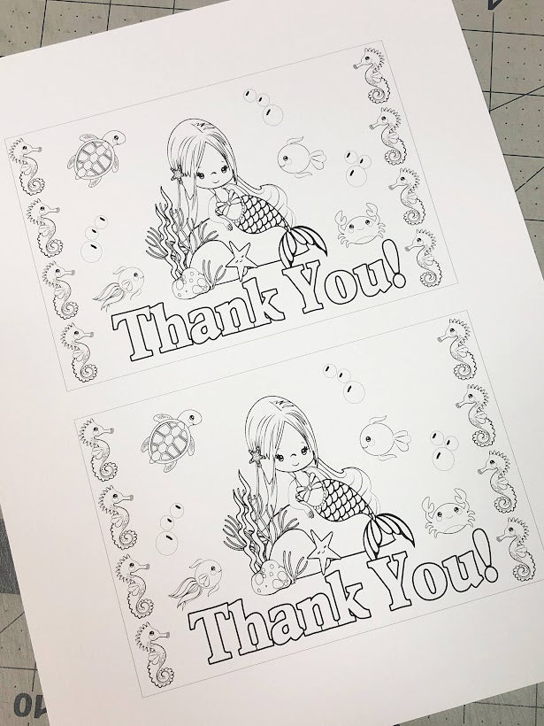 Mermaid Thank You Postcard Printable