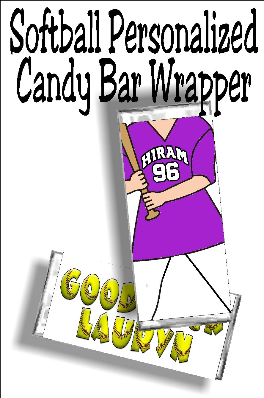 Softball Personalized Candy Bar Wrapper